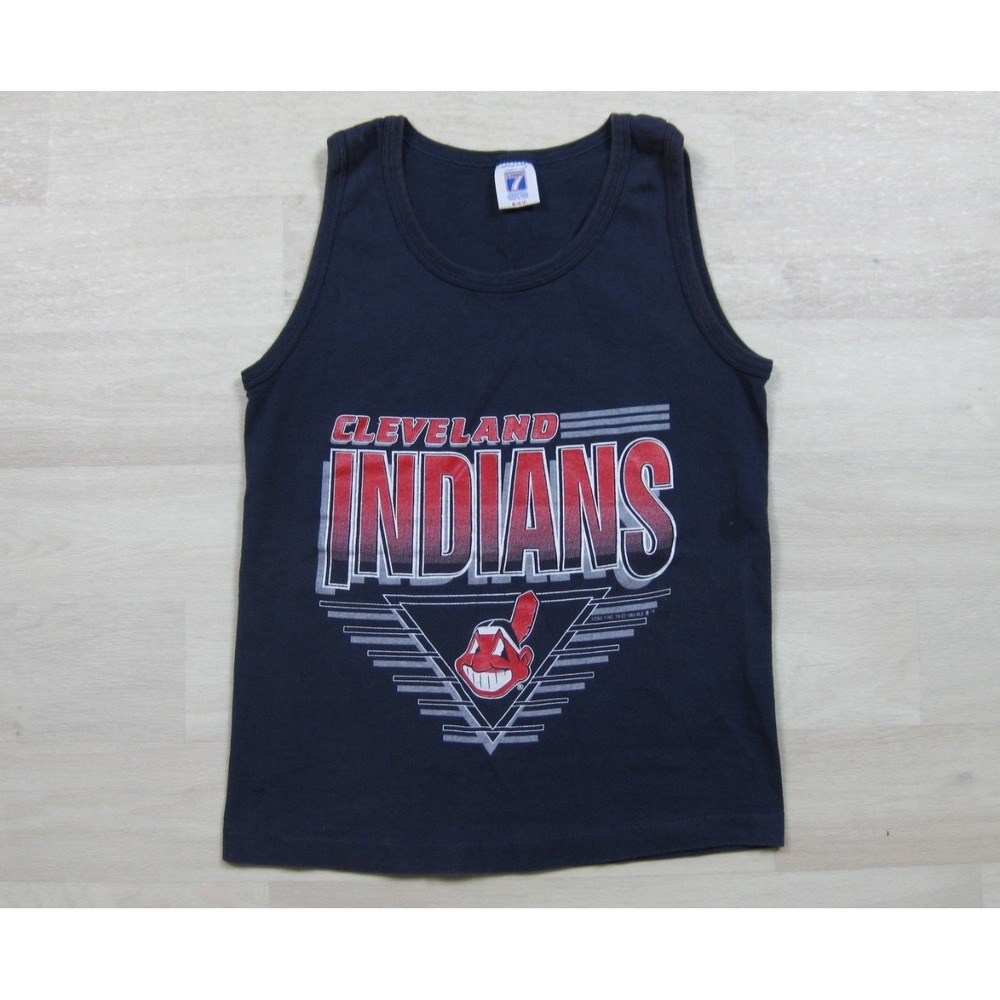 Vintage 90s Cleveland Indians Tank Top Youth (M) MLB Guardians Wahoo Logo 7